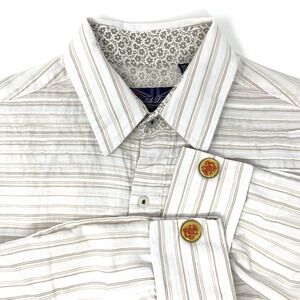 English Laundry Hand Sewn Beige Long Sleeve Button Up Men's Shirt Size L